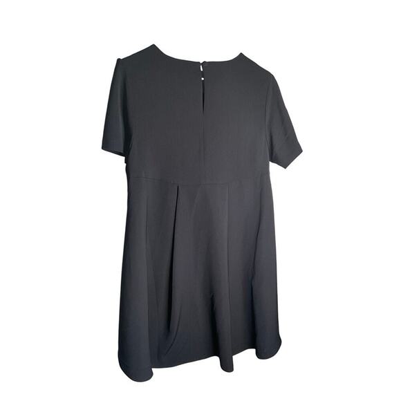 Philosophy High Low Top Short Sleeve Round Neck Pleated Back Black Womens Medium - Picture 2 of 3